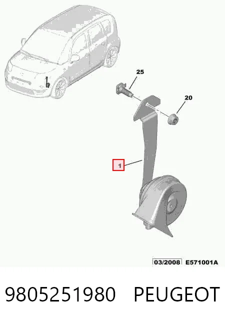 Sinal sonoro (cláxon) Peugeot 207  WA, WC ao melhor preço