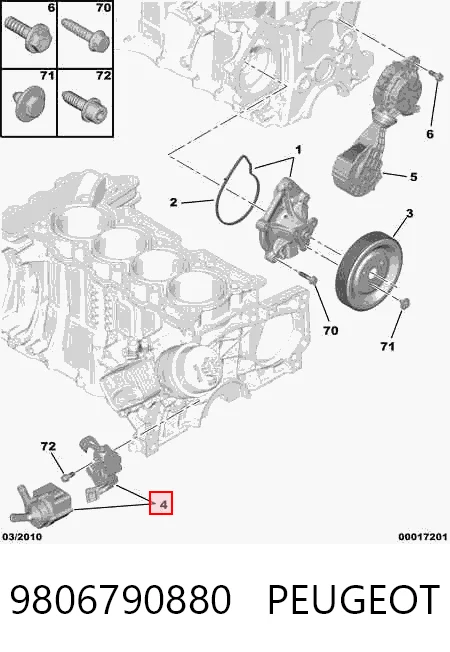 9806790880 Peugeot/Citroen Bomba de água (bomba) de esfriamento, adicional elétrica