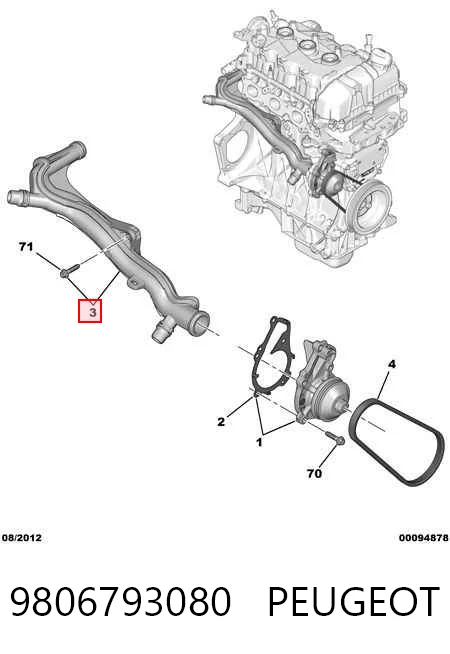 9806793080 Peugeot/Citroen Mangueira (cano derivado) do sistema de esfriamento