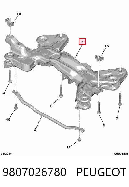 Viga de suspensão dianteira (plataforma veicular) Citroen C-Elysee  