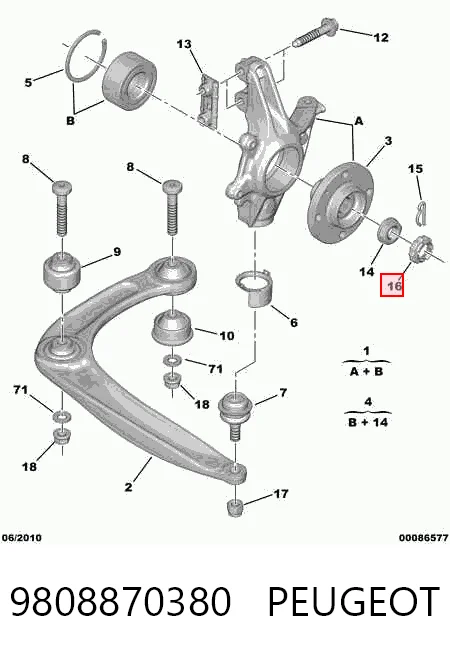 Compre 9808870380 Fiat/Alfa/Lancia Arruela de porca de cubo dianteiro