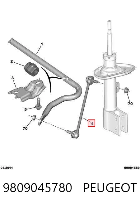 9809045780 Peugeot/Citroen Montante de estabilizador dianteiro