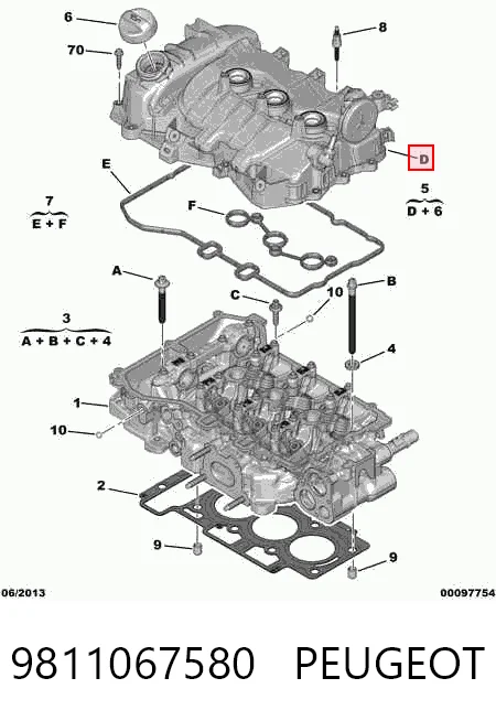 Tampa de válvulas 9811067580 General Motors