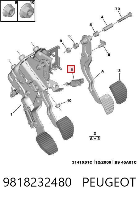 9818232480 Peugeot/Citroen Sensor de ativação do sinal de parada