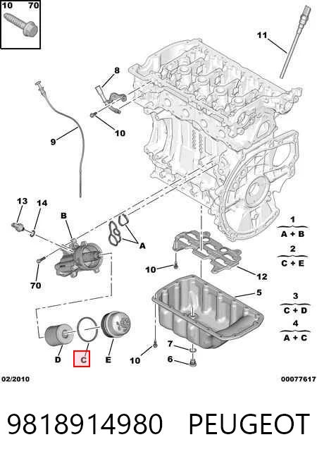 9818914980 Peugeot/Citroen Filtro de óleo