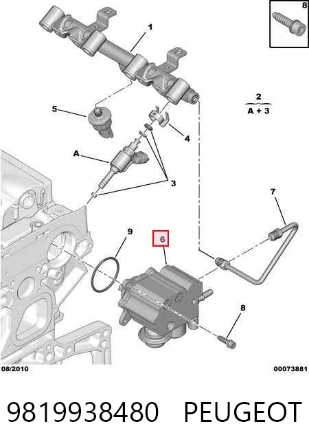 9819938480 Peugeot/Citroen Bomba de combustível de pressão alta