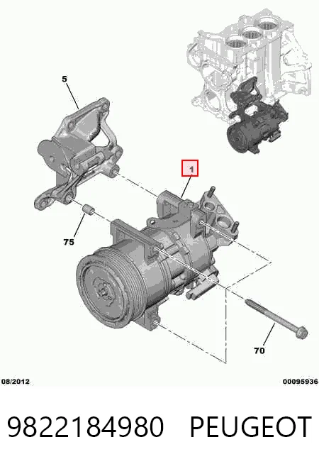 9822184980 Peugeot/Citroen Compressor de aparelho de ar condicionado