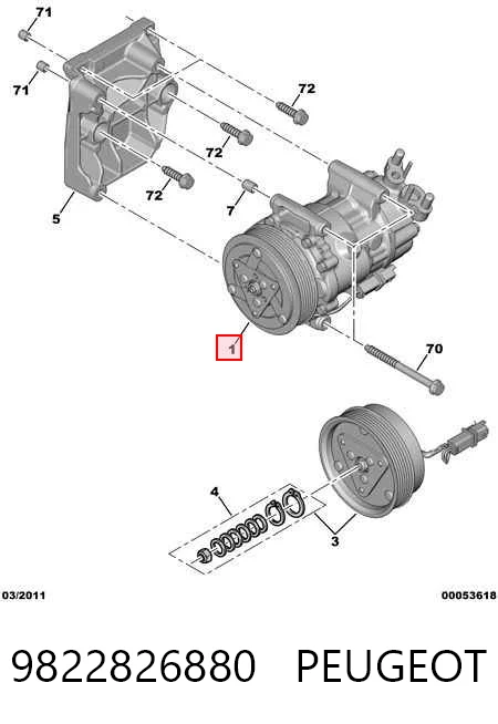 9822826880 Peugeot/Citroen Compressor de aparelho de ar condicionado