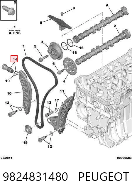 9824831480 Peugeot/Citroen Reguladora de tensão da cadeia do mecanismo de distribuição de gás