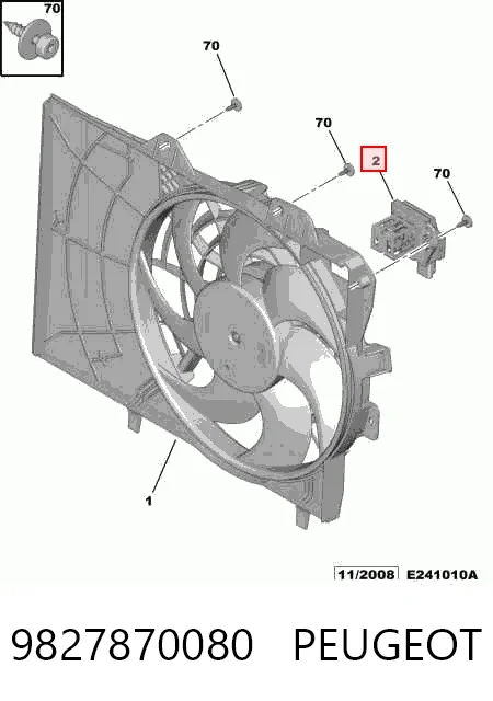 9827870080 Peugeot/Citroen Regulador de revoluções de ventilador de esfriamento (unidade de controlo)