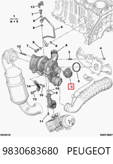 9830683680 Peugeot/Citroen Válvula de recirculação de ar supercompressão de turbina