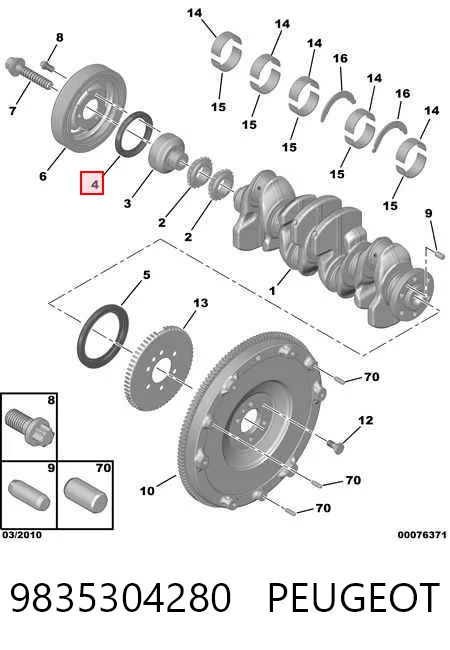 9835304280 Peugeot/Citroen Vedação dianteira de cambota de motor
