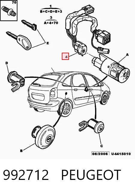 992712 Peugeot/Citroen Fecho de ignição