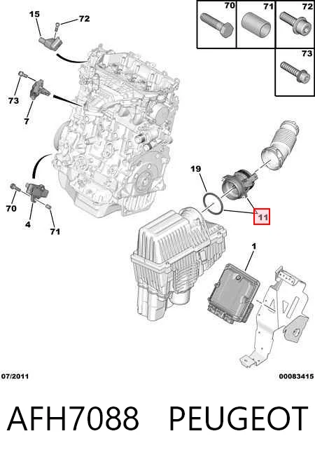 AFH7088 Peugeot/Citroen Sensor de fluxo (consumo) de ar, medidor de consumo M.A.F. - (Mass Airflow)