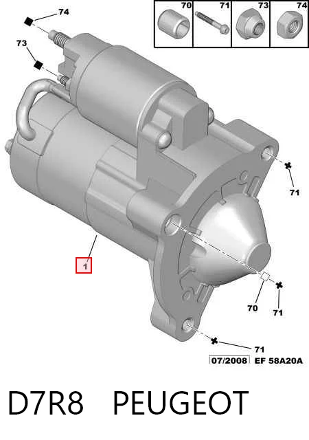 D7R8 Peugeot/Citroen Motor de arranco