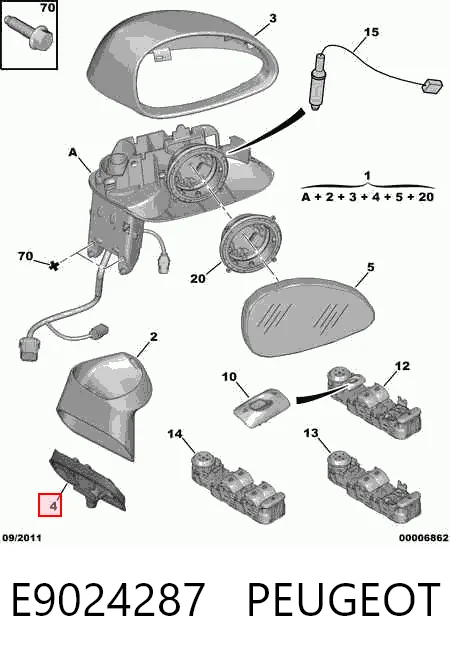 Compre Espelho de retrovisão esquerdo Citroen C4 1