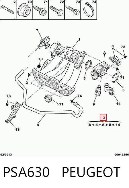 Válvula de borboleta montada para Peugeot 306  7A