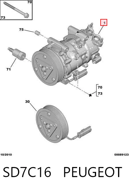 SD7C16 Peugeot/Citroen Compressor de aparelho de ar condicionado