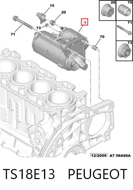 TS18E13 Peugeot/Citroen Motor de arranco