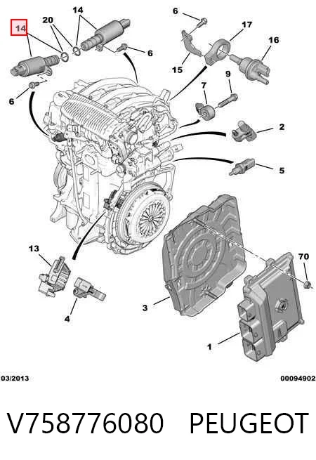 V758776080 Peugeot/Citroen Válvula eletromagnética de posição (de fases) da árvore distribuidora