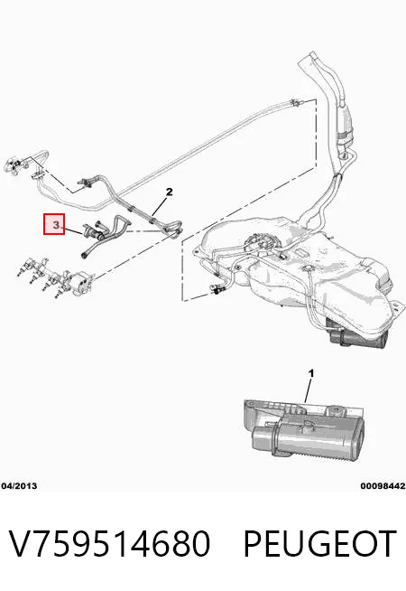 V759514680 Peugeot/Citroen Válvula de adsorvedor dos vapores de combustível