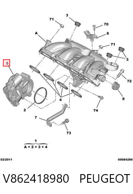 V862418980 Peugeot/Citroen Válvula de borboleta montada