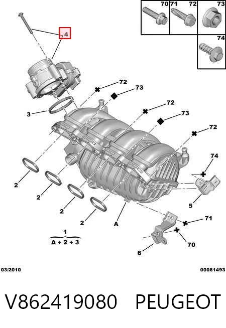 V862419080 Peugeot/Citroen Válvula de borboleta montada