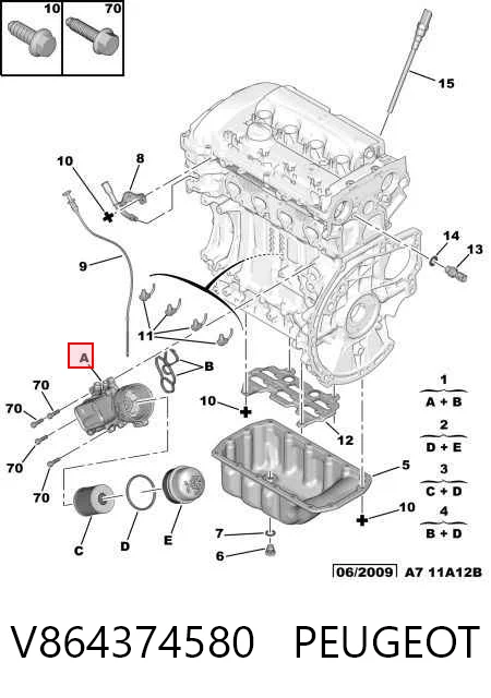 V864374580 Peugeot/Citroen Caixa do filtro de óleo