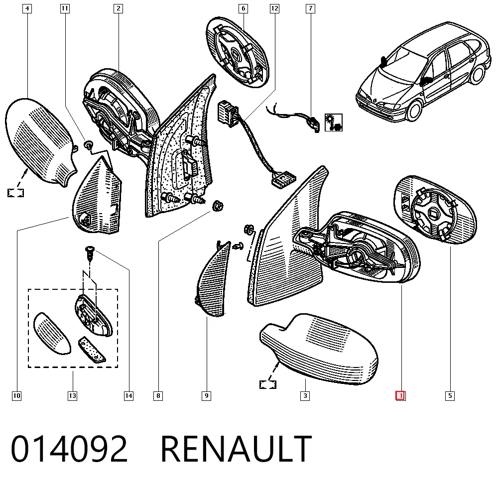 Espelho de retrovisão esquerdo Renault Scenic I JA0, JA1, FA0