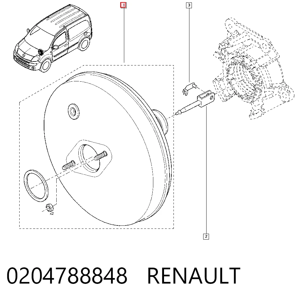 Reforçador dos freios a vácuo Renault Kangoo BE BOP KW0, KW1