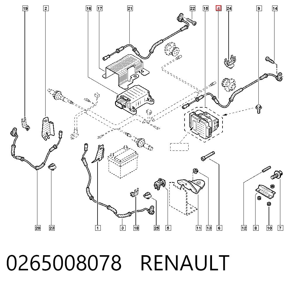 0265008078 Renault (RVI) Sensor ABS traseiro