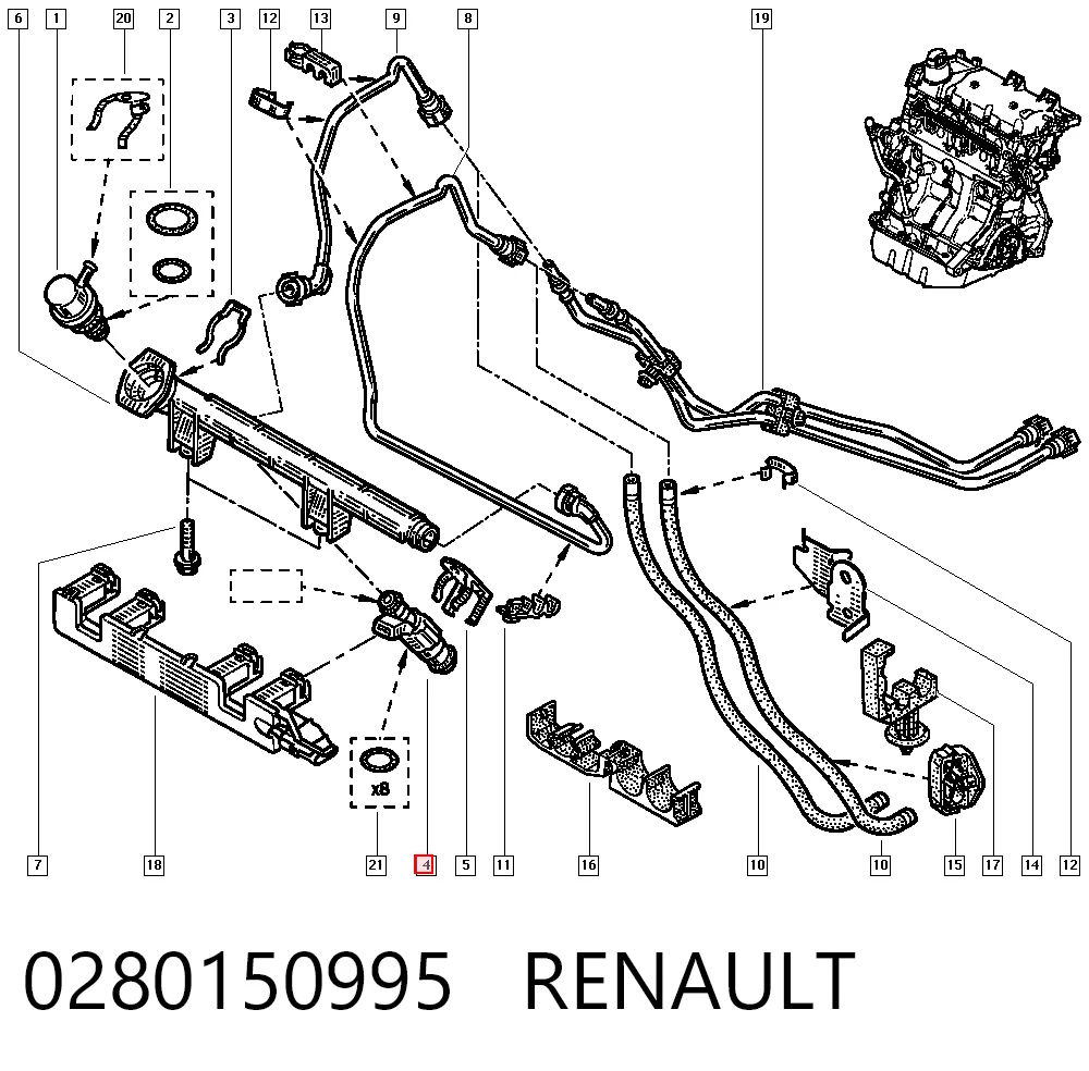  Injetor de injeção de combustível Renault Clio I hatchback (BC57, 5357) (1990 - 1998) I