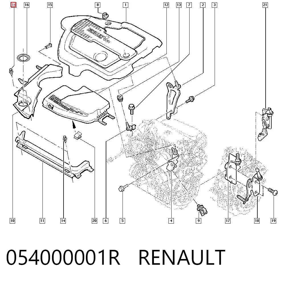 054000001R Renault (RVI) Cápsula (prendedor) de fixação de grelha do radiador de esfriamento