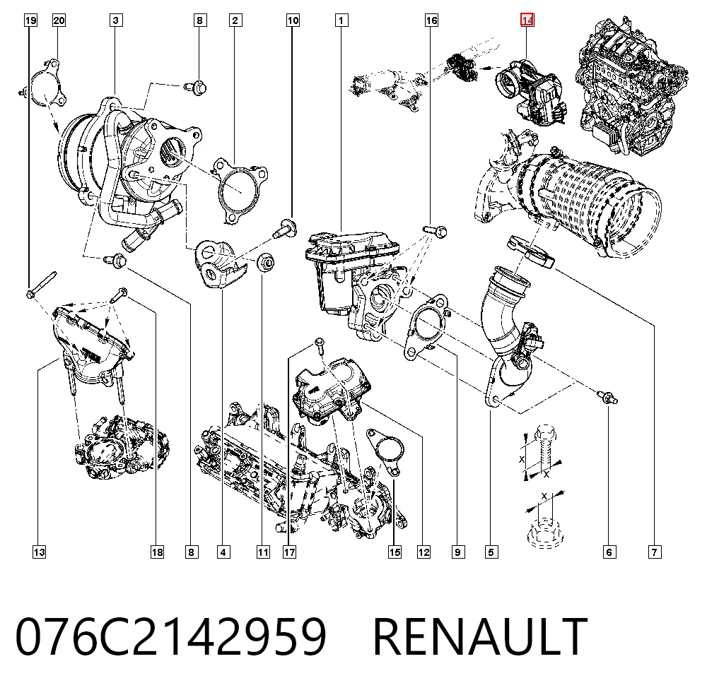 14708010R Nissan/Infiniti Comporta de regulação EGR