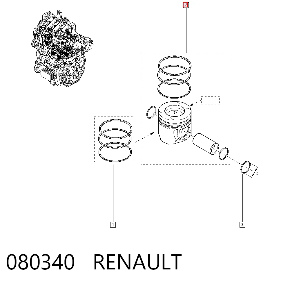 Pistão do kit para 1 cilindro, STD Nissan/Infiniti 080340
