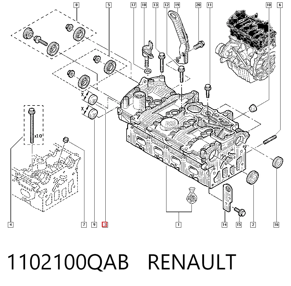 Tampão CBC/do bloco de cilindros Renault Kangoo II KW0, KW1 ao melhor preço