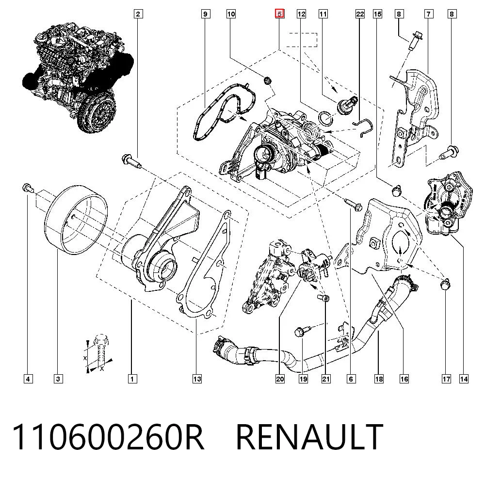 110600260R Renault (RVI) Caixa do termostato