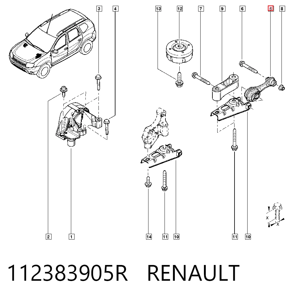 Coxim (suporte) traseiro de motor para Renault DUSTER HS
