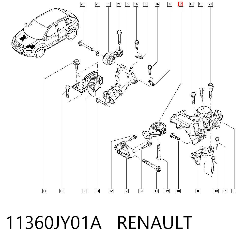 Coxim (suporte) traseiro de motor para Renault Koleos HY0