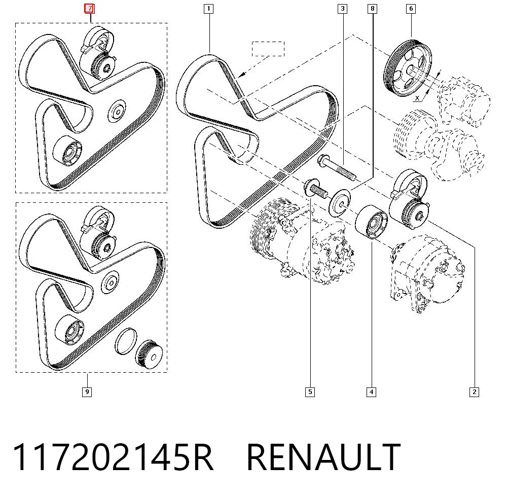 117202145R Renault (RVI) Correia dos conjuntos de transmissão, kit