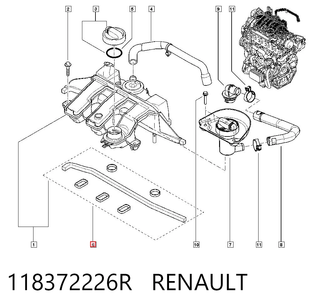 Vedante de separador de óleo do sistema de Ventilação de Gases de Cárter Glaser V9030600