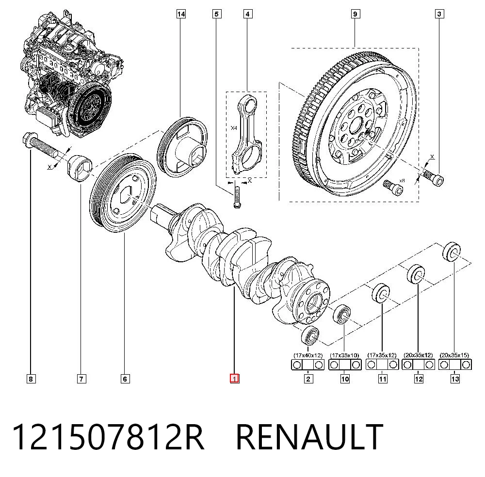 Folhas inseridas de cambota de biela, kit, padrão (STD) General Motors 95517820