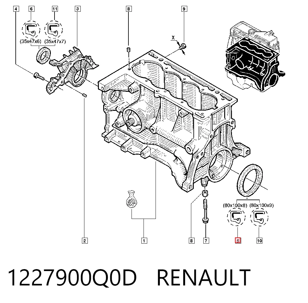Compre Vedação traseira de cambota de motor Renault Megane 1