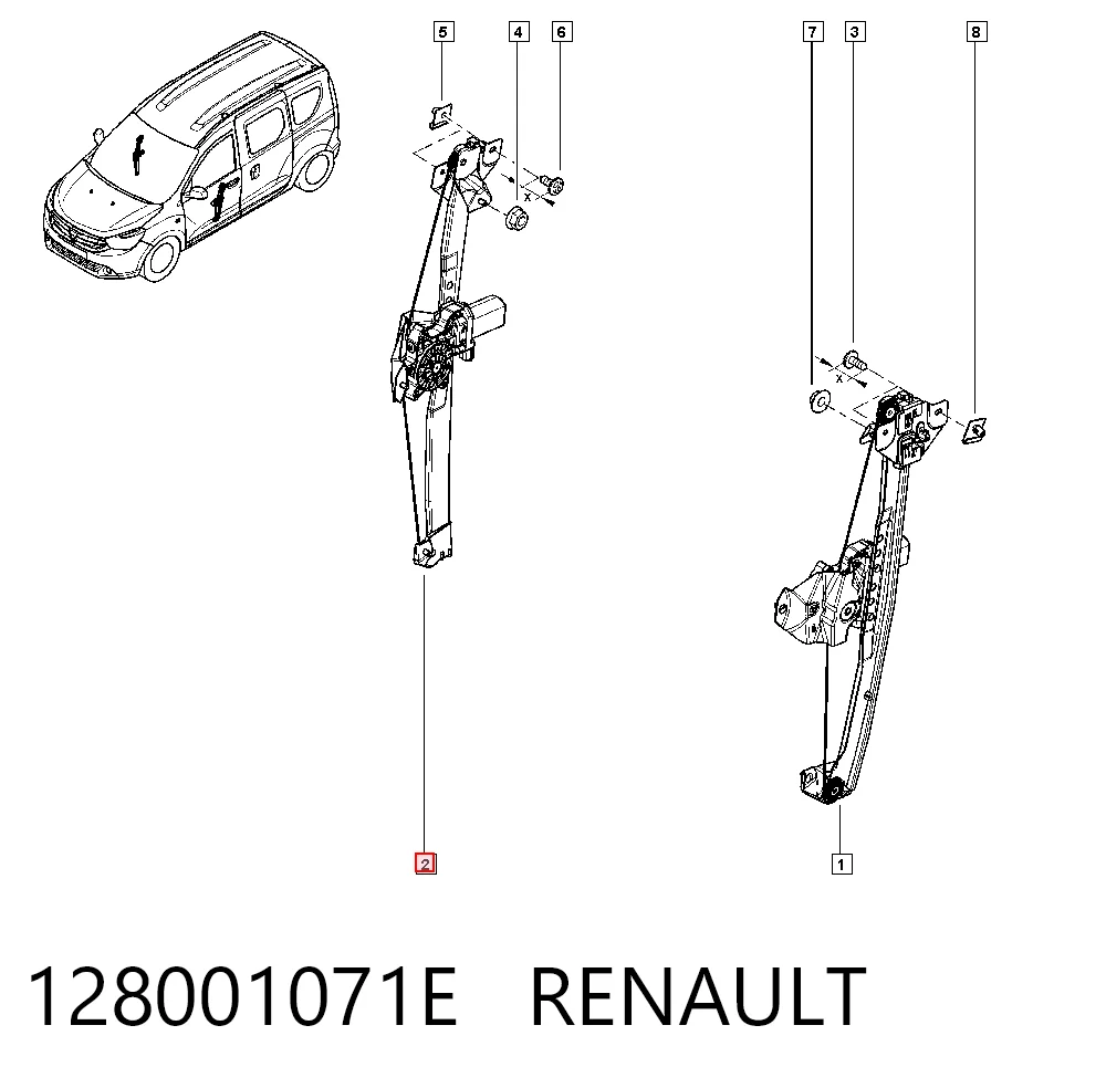 AC2118 Magneti Marelli Mecanismo de acionamento de vidro da porta dianteira direita