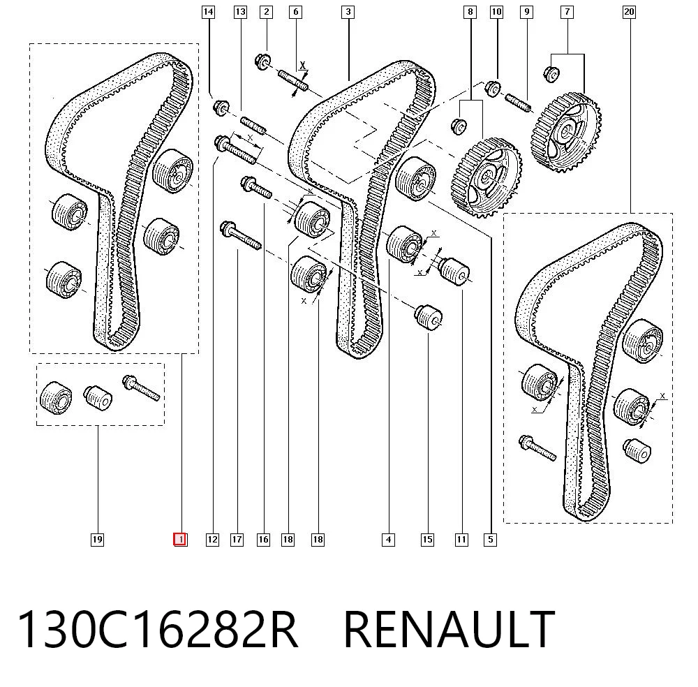 Rolo de reguladora de tensão da correia do mecanismo de distribuição de gás para Renault Trafic FL