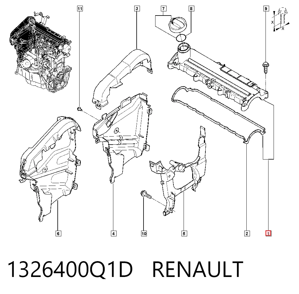 Tampa de válvulas Renault Kangoo  KC0, KC1 ao melhor preço