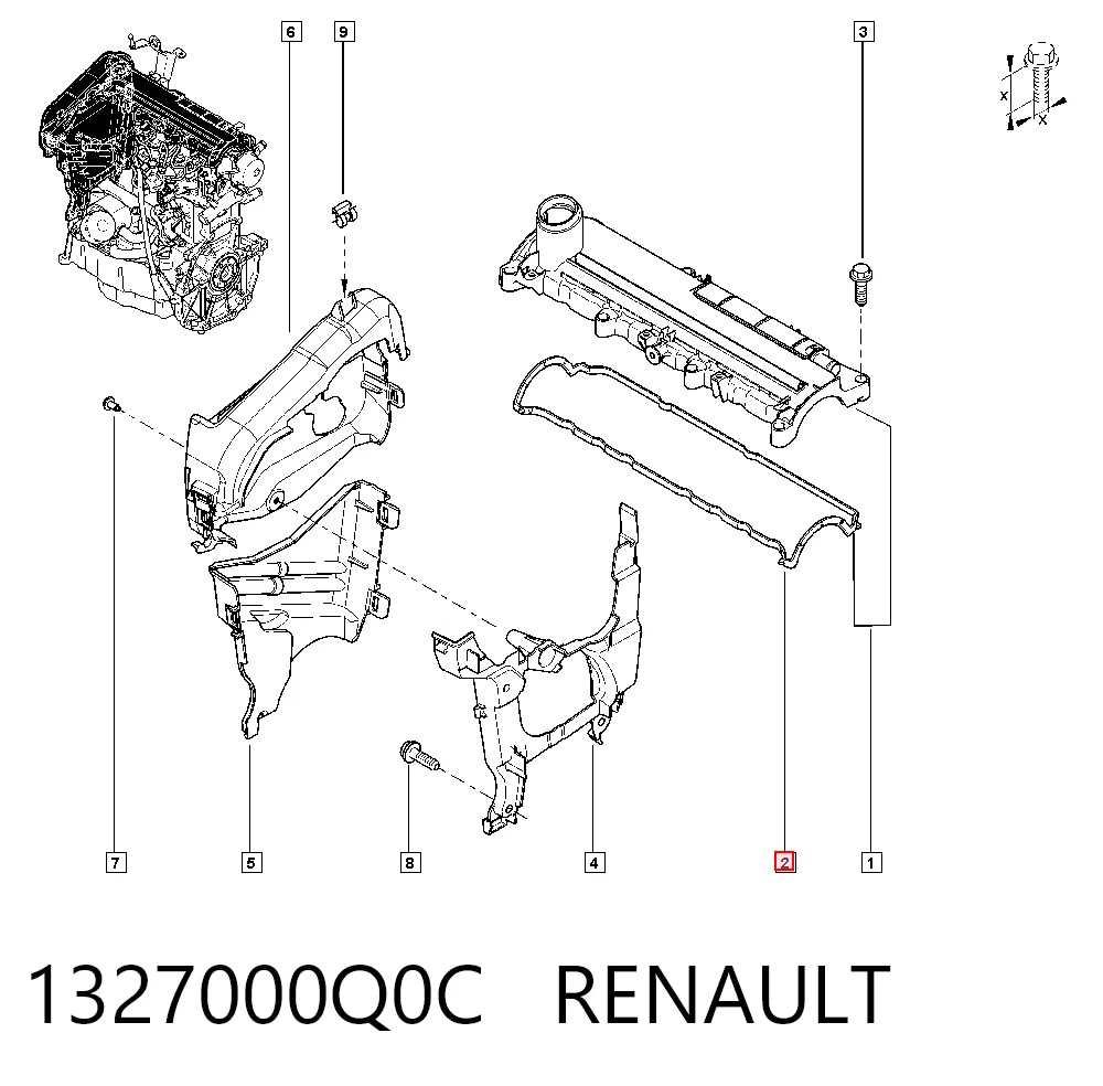 Vedante de tampa de válvulas de motor Renault DUSTER I SUV (HS) (2010 - 2026) I