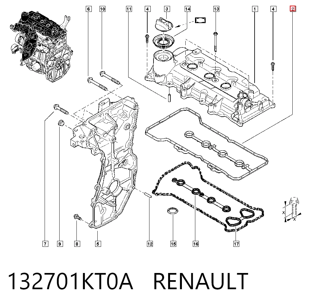  Vedante de tampa de válvulas de motor Nissan Tiida hatchback (C13) (2015 - 2026) 