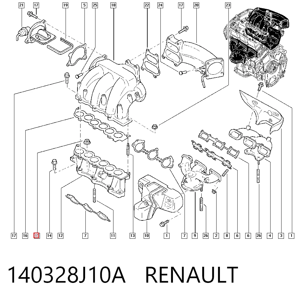 Vedante superior de tubo coletor de admissão Renault Espace preço, a partir de 14,29 USD