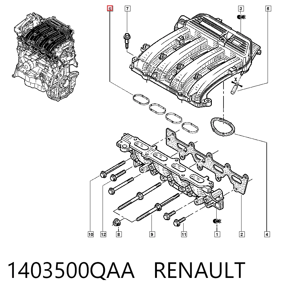 Vedante de tubo coletor de admissão para Renault Clio II BB, CB